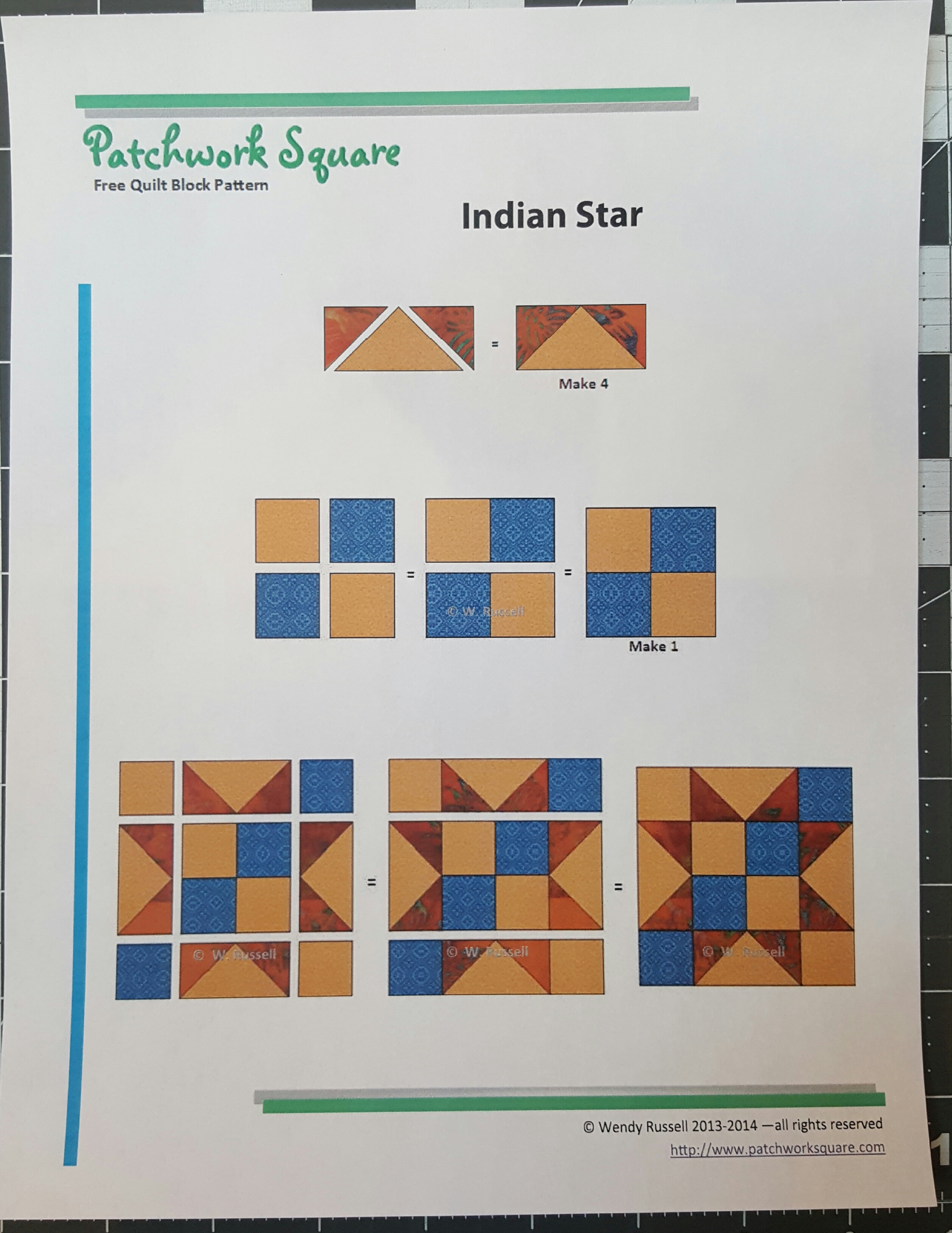 Indian Star Quilt Block Kit Maine Quilt Company