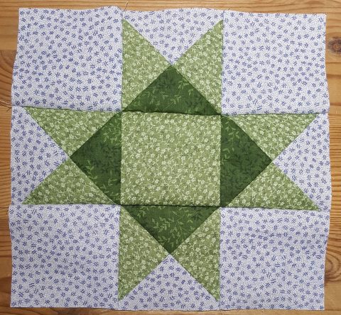 Sew the rows together nesting the seams for the Ohio Star quilt block