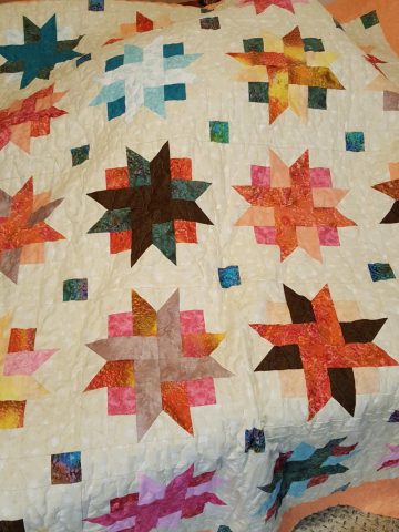 Ribbon Star Quilt Free Motion Quilted Juki TL-2010Q