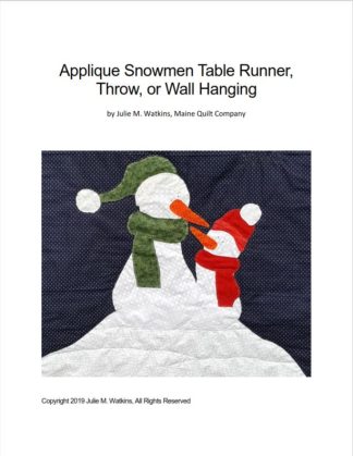Applique Snowmen Table Runner or Throw Quilt Pattern PDF File